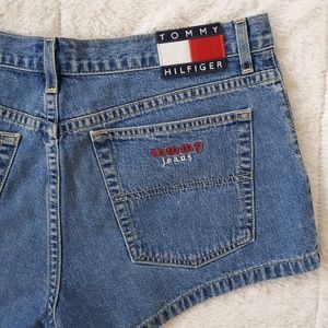 Vintage 90s TOMMY Hilfiger Logo Jean Shorts sz 11